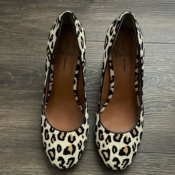 Linea Paolo Leopard Print Suede Heels Size 7.5 - Picture 3 of 8